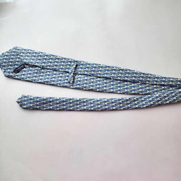 BURBERRY London 100% Silk  Neck Tie  Blue Gold Ladybug Print Burberrys EUC - Picture 3 of 11